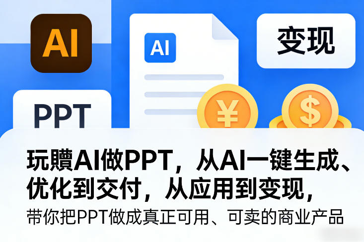 玩賺AI做PPT，从AI一键生成、优化到交付，从应用到变现，带你把PPT做成真正可用、可卖的商业产品(更新0904)-鑫梵淘