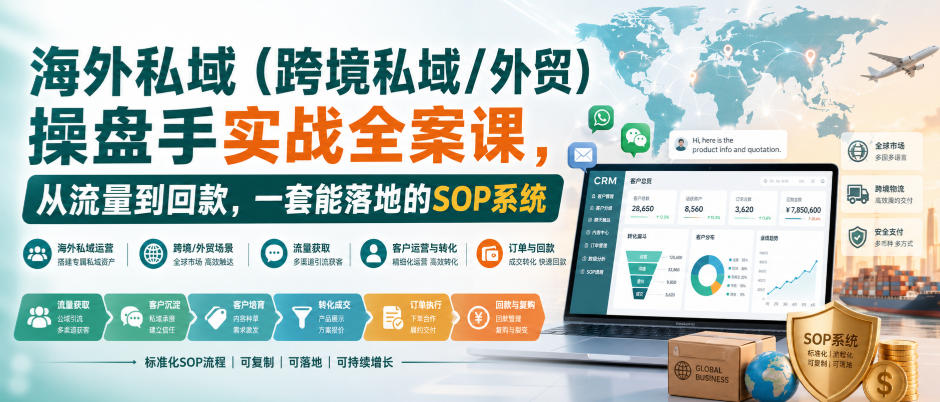 海外私域(跨境私域/外贸)操盘手实战全案课，从流量到回款，一套能落地的SOP系统-鑫梵淘