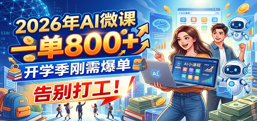 2026年AI微课，一单800+，开学季刚需爆单，告别打工！-鑫梵淘
