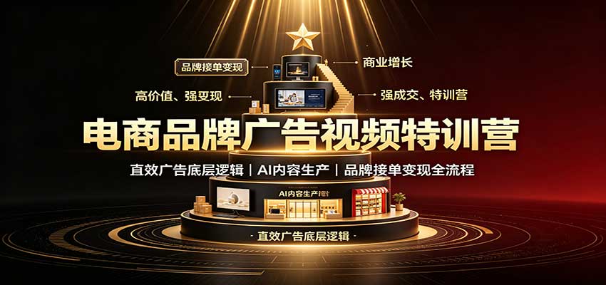 电商品牌广告视频特训：直效广告底层逻辑，AI内容生产，品牌接单变现全流程-鑫梵淘