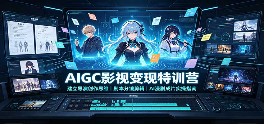 AIGC影视变现特训营：建立导演创作思维，剧本分镜剪辑，AI漫剧成片实操指南-鑫梵淘