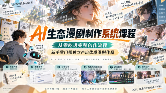 AI生态漫剧制作系统课程，从零吃透完整创作流程，新手零门槛独立产出优质漫剧作品-鑫梵淘