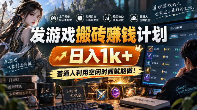发游戏搬砖賺钱计划，日入1k+，普通人利用空闲时间就能做！【揭秘】-鑫梵淘