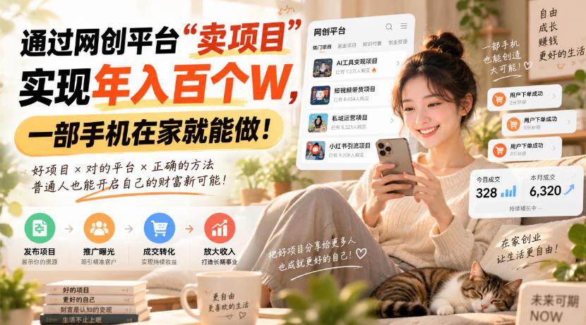 靠卖网创项目变现，一年拿下百万收益！一台手机就能操作！-鑫梵淘