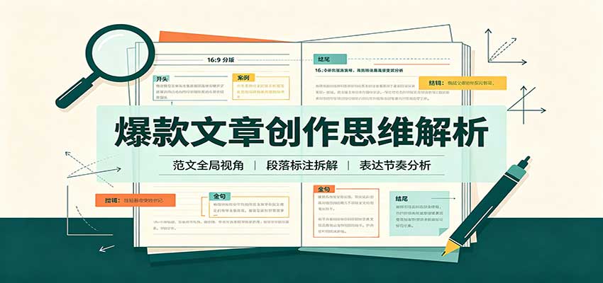 爆款文章创作思维解析：全局视角拆解范文，梳理行文逻辑，搭配真实拆文实操案例-鑫梵淘