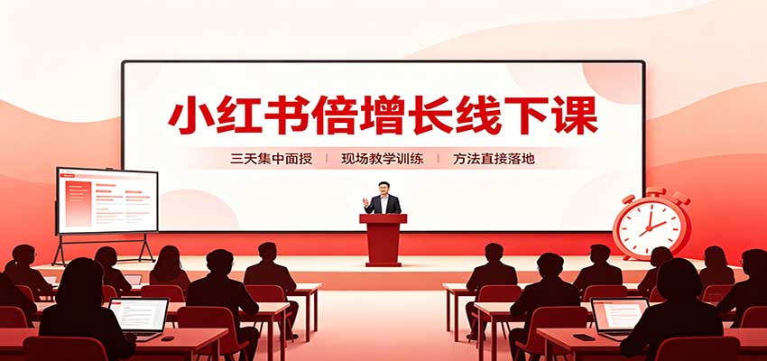小红书倍增长线下课：三天集中面授，拆解选品、素材制作与起号全链路-鑫梵淘