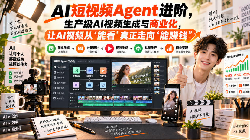 AI短视频Agent进阶，生产级AI视频生成与商业化，让AI视频从”能看”真正走向”能賺钱”-鑫梵淘