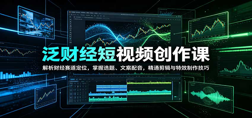 泛财经短视频创作课：解析财经赛道定位，掌握选题、文案配音，精通剪辑与特效制作技巧-鑫梵淘