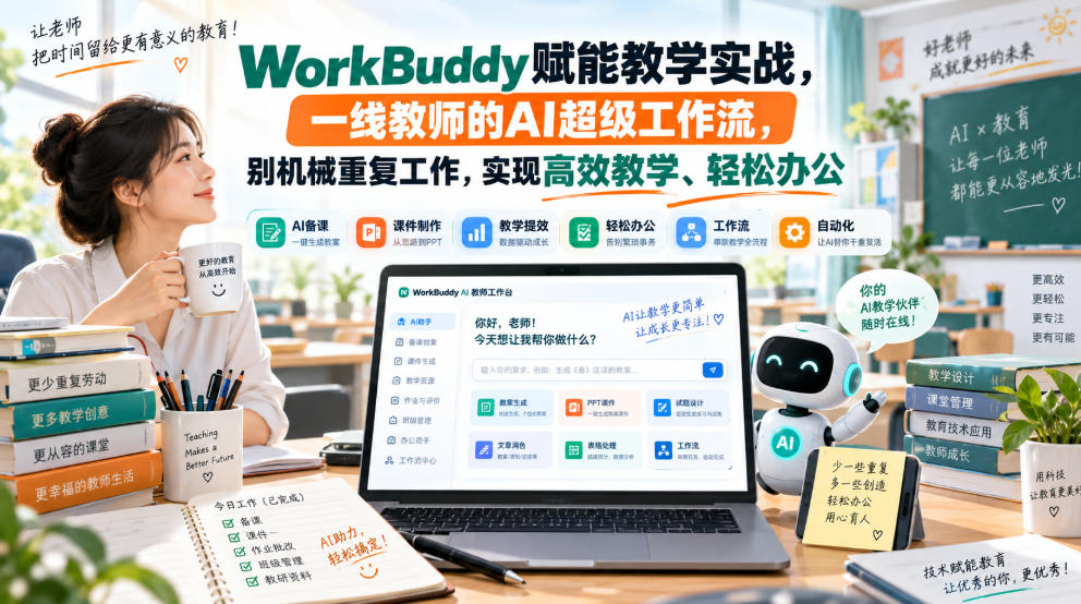 WorkBuddy赋能教学实战，一线教师的AI超级工作流，别机械重复工作，实现高效教学、轻松办公-鑫梵淘