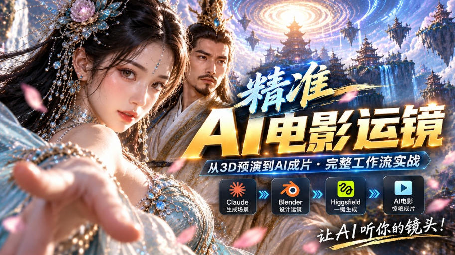 AI视频终于能精准运镜了！Claude+Blender+Higgsfield免费插件实测-鑫梵淘