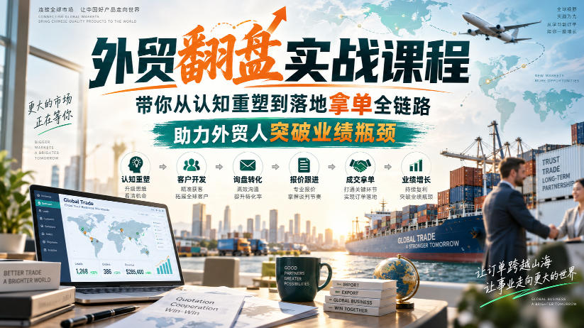 外贸翻盘实战课程，带你从认知重塑到落地拿单全链路，助力外贸人突破业绩瓶颈-鑫梵淘