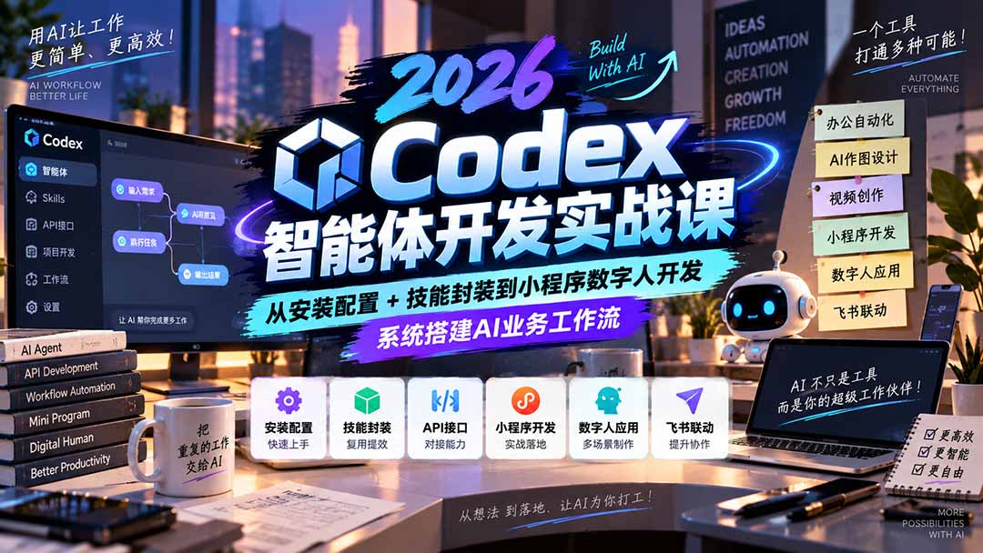 2026Codex智能体开发实战课：从安装配置+技能封装到小程序数字人开发，系统搭建AI业务工作流-鑫梵淘