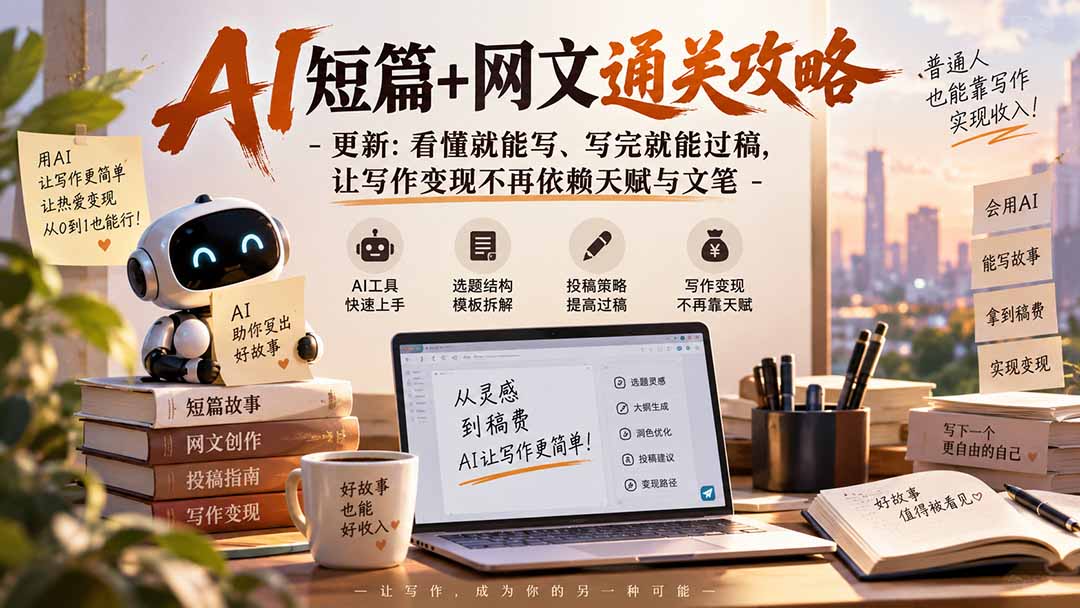 AI短篇+网文通关攻略-更新0921：看懂就能写、写完就能过稿，让写作变现不再依赖天赋与文笔-鑫梵淘