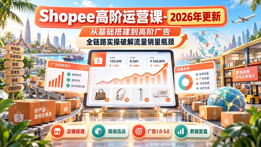 Shopee高阶运营课-更新9月，从基础搭建到高阶广告，全链路实操破解流量销量瓶颈-鑫梵淘