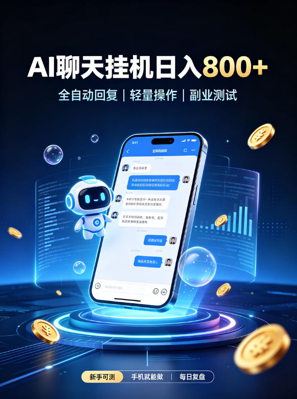 AI聊天挂G项目，日入800➕，全自动操作，适用个人副业，支持工作室矩阵操作【揭秘】-鑫梵淘