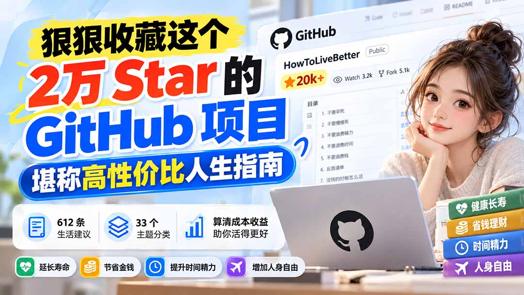 狠狠收藏这个 2 万 Star 的 GitHub 项目，堪称高性价比人生指南。-鑫梵淘