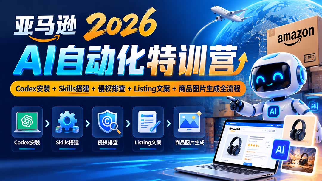 亚马逊2026AI自动化-10月特训营：Codex安装+Skills搭建+侵权排查+Listing文案+商品图片生成全流程-鑫梵淘