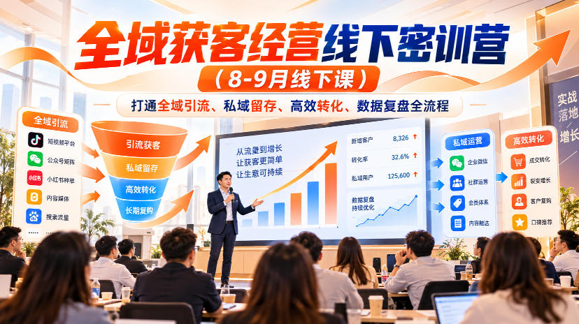 全域获客经营线下密训营(8-9月线下课)，打通全域引流、私域留存、高效转化、数据复盘全流程-鑫梵淘