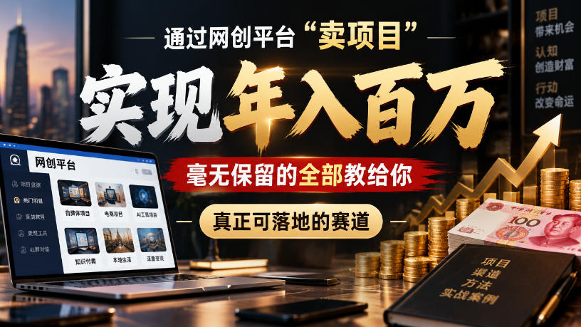 通过网创平台“卖项目”实现年入100w，毫无保留的全部教给你，真正可落地的赛道【揭秘】-鑫梵淘