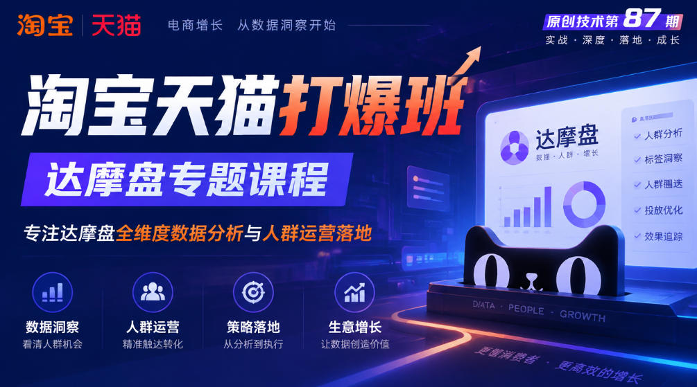 《淘宝天猫打爆班》原创技术第87期，达摩盘专题课程，专注达摩盘全维度数据分析与人群运营落地-鑫梵淘