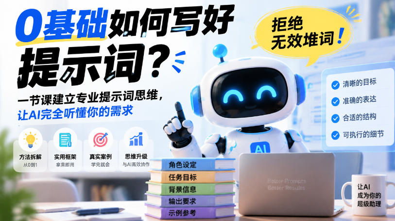 0基础如何写好提示词，拒绝无效堆词！一节课建立专业提示词思维，让AI完全听懂你的需求-鑫梵淘
