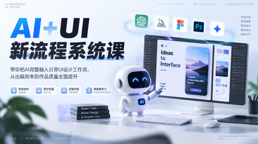 【无水印】AI+UI新流程系统课，带你把AI完整融入日常UI设计工作流，从出稿效率到作品质量全面提升(2026第4期)-鑫梵淘