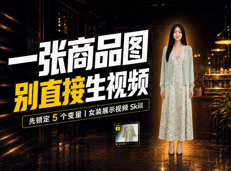 女装AI视频总翻车？问题不在提示词，女装展示视频Skill先锁定5个变量！-鑫梵淘