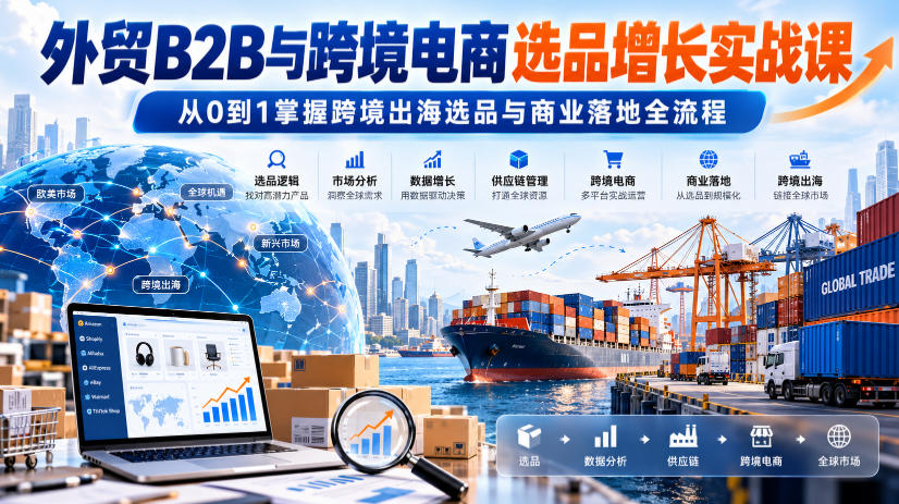 外贸B2B与跨境电商选品增长实战课，从0到1掌握跨境出海选品与商业落地全流程-鑫梵淘