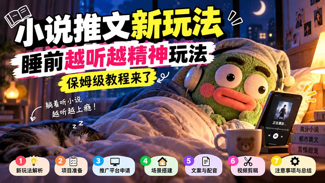 小说推文新玩法，睡前越听越精神玩法，保姆级教程来了-鑫梵淘