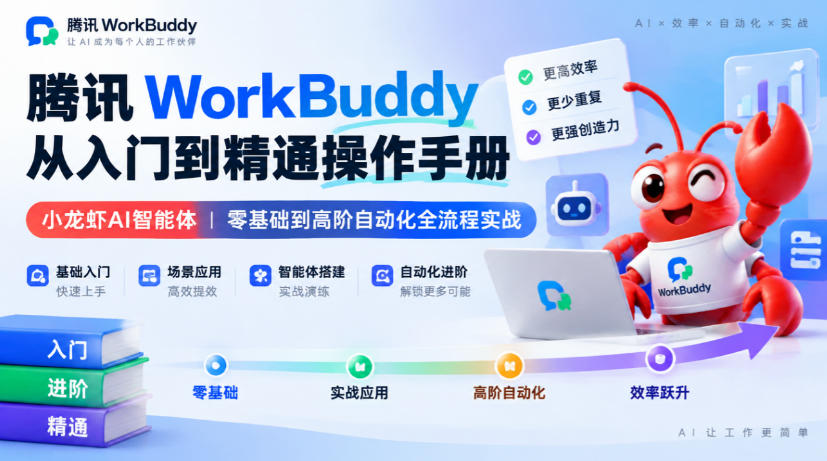 腾讯WorkBuddy从入门到精通操作手册｜小龙虾AI智能体，零基础到高阶自动化全流程实战【文档】-鑫梵淘