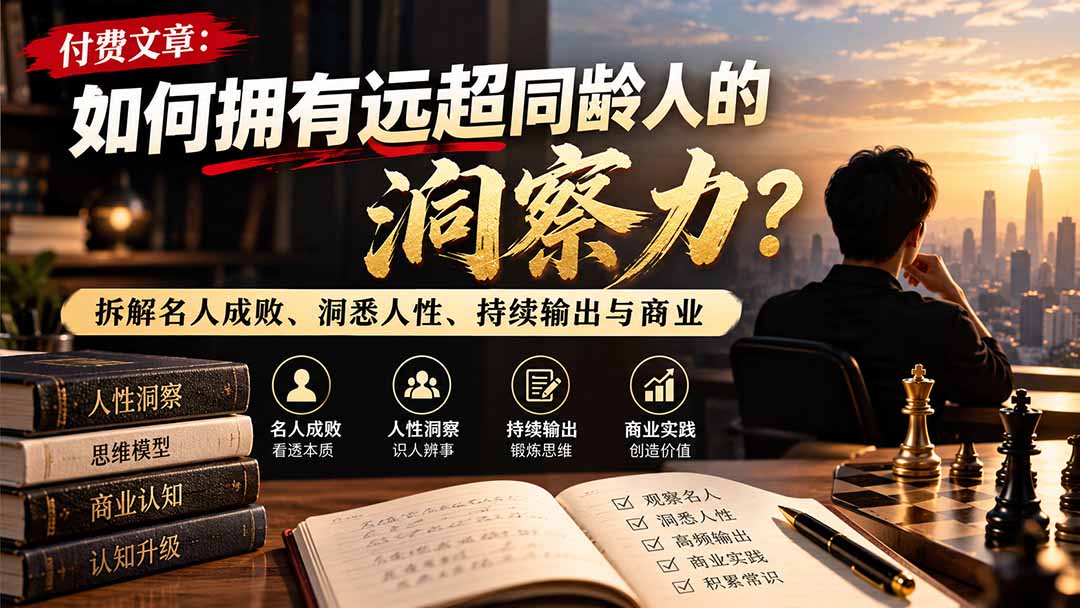 付费文章：如何拥有远超同龄人的洞察力？拆解名人成败、洞悉人性、持续输出与商业实践-鑫梵淘