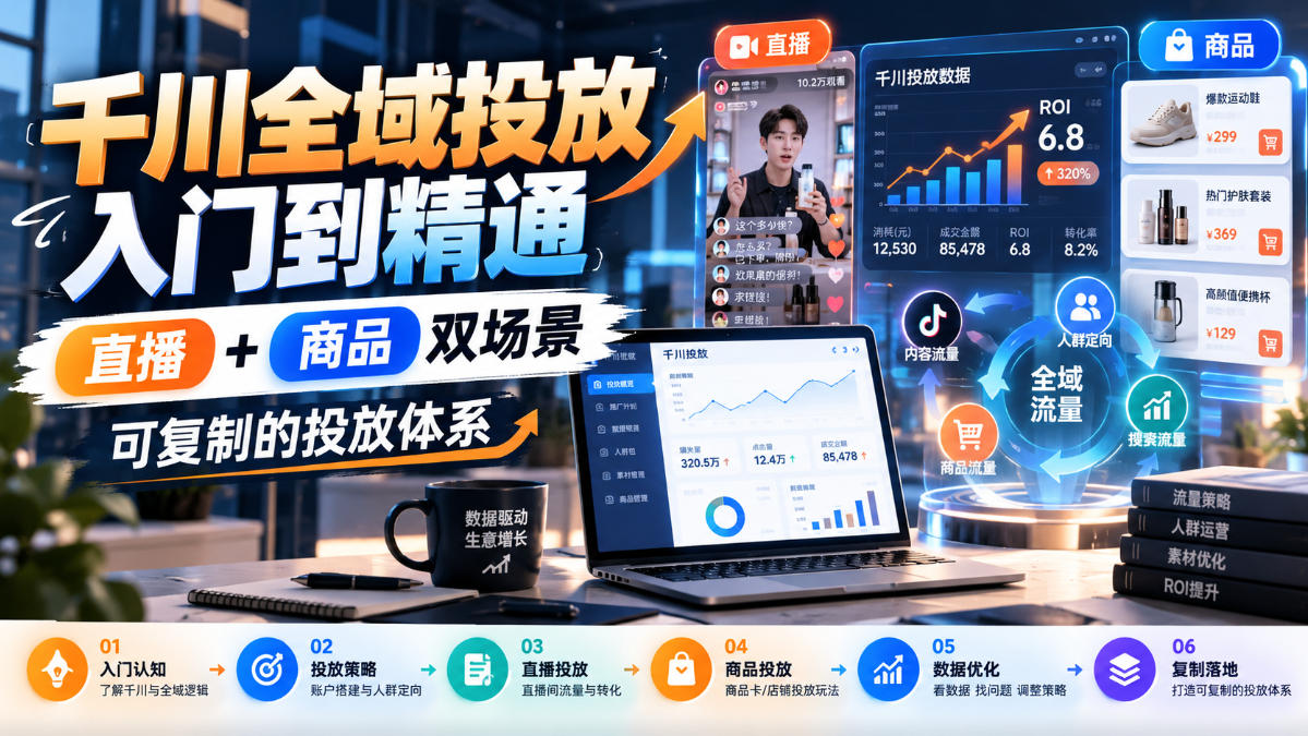 千川全域投放入门到精通，直播+商品双场景，可复制的投放体系-鑫梵淘