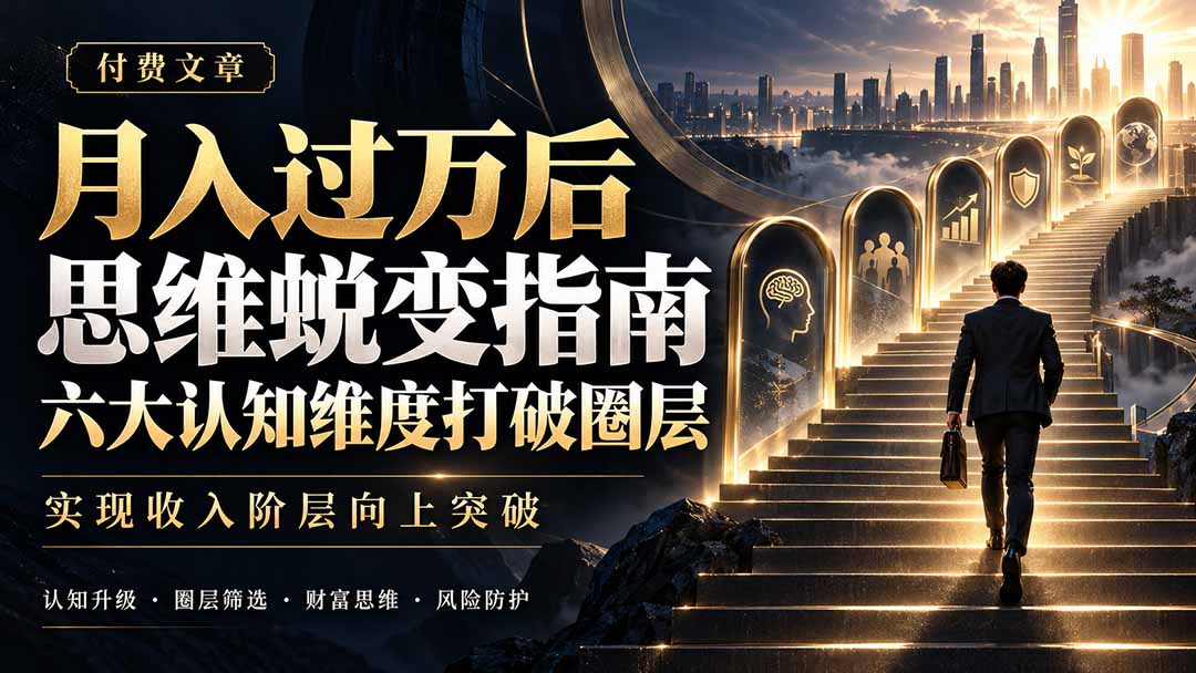 付费文章：月入过万后思维蜕变指南，六大认知维度打破圈层，实现收入阶层向上突破-鑫梵淘