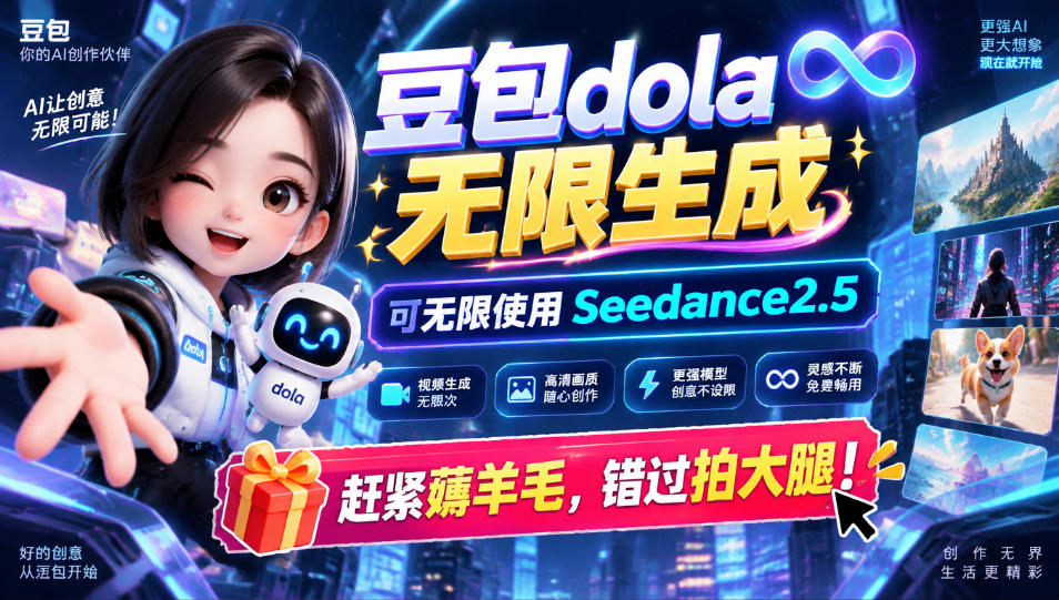 1029最新豆包dola无限生成技术，可以无限生成sseedance2.5，赶紧薅羊毛，和谐拍大腿-鑫梵淘