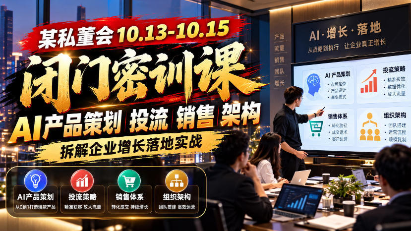 某私董会10.13-10.15闭门密训课，AI产品策划投流销售架构，拆解企业增长落地实战-鑫梵淘