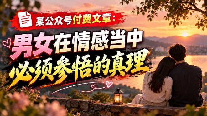 某公众号付费文章：男女在情感当中必须参悟的真理-鑫梵淘