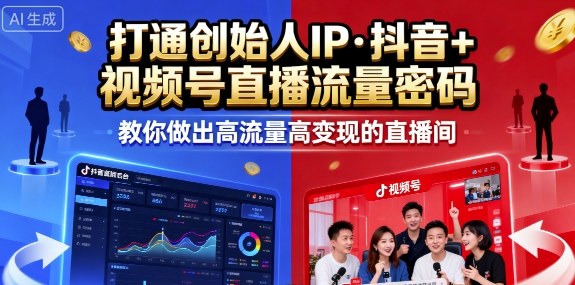 25年直播9-10两期线下课，打通创始人IP，抖音+视频号直播流量密码，教你做出高流量高变现的直播间-鑫梵淘