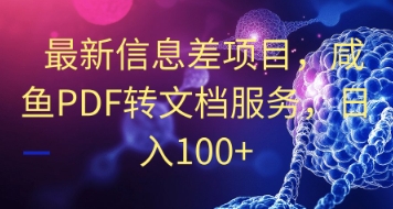 最新信息差项目，咸鱼PDF转文档服务，日入100+-鑫梵淘