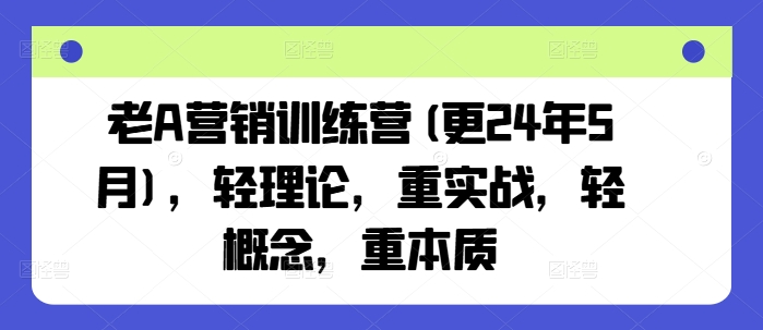 老A营销训练营(更24年12月)，轻理论，重实战，轻概念，重本质-鑫梵淘