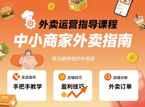 外卖运营指导课程，中小商家外卖指南，手把手带出能挣钱的外卖店-鑫梵淘