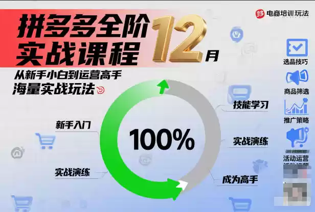 拼多多全阶实战课程12月，从新手小白到运营高手，海量实战玩法-鑫梵淘