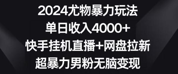 2024尤物暴力玩法，单日收入4000+，快手挂机直播+网盘拉新，超暴力男粉无脑变现【揭秘】-鑫梵淘