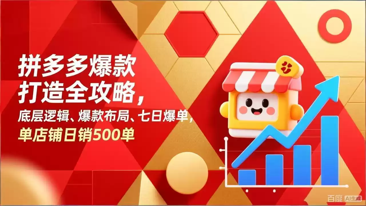 拼多多爆款打造全攻略，底层逻辑、爆款布局、七日爆单，单店铺日销500单-鑫梵淘