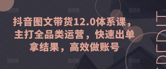 抖音图文带货12.0体系课，主打全品类运营，快速出单拿结果，高效做账号-鑫梵淘