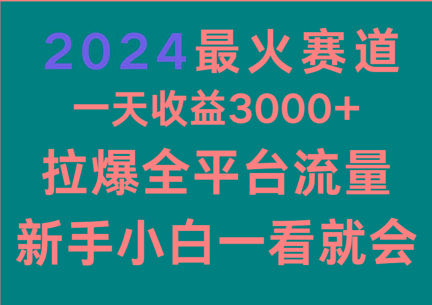 2024最火赛道，一天收一3000+.拉爆全平台流量，新手小白一看就会-鑫梵淘