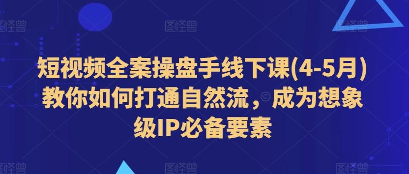 短视频全案操盘手线下课(4-5月)教你如何打通自然流，成为想象级IP必备要素-鑫梵淘
