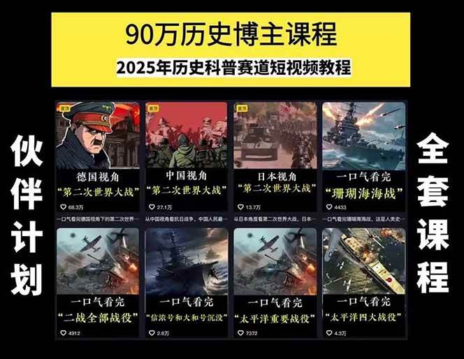 图片[1]-短视频历史赛道实战教程，手机电脑双端剪辑教程和账号运营指南与变现技巧-鑫梵淘