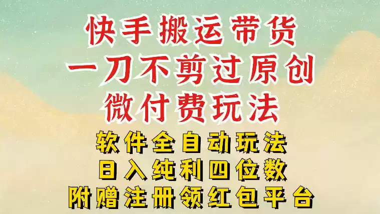 快手搬运带货，一刀不剪过原创，微付费玩法，软件全自动玩法，日入纯利四位数【揭秘】-鑫梵淘