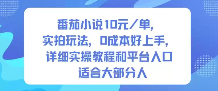 番茄小说10米每单，实拍玩法，0成本好上手，详细实操教程和平台入口适合大部分人-鑫梵淘