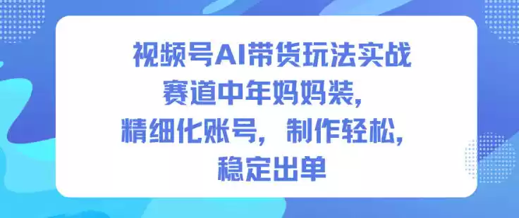 视频号AI带货玩法实战，赛道中年妈妈装，精细化账号，制作轻松，稳定出单-鑫梵淘